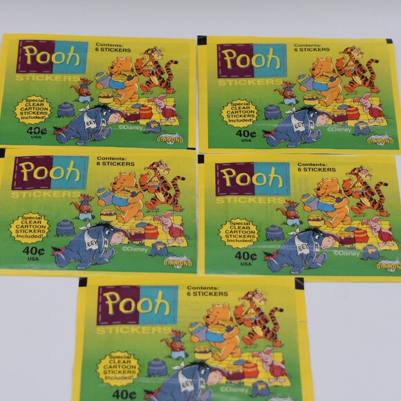 Disney Winnie the Pooh Pack of 6 Vintage Stickers Made in Italy by Diamono - Picture 1 of 9